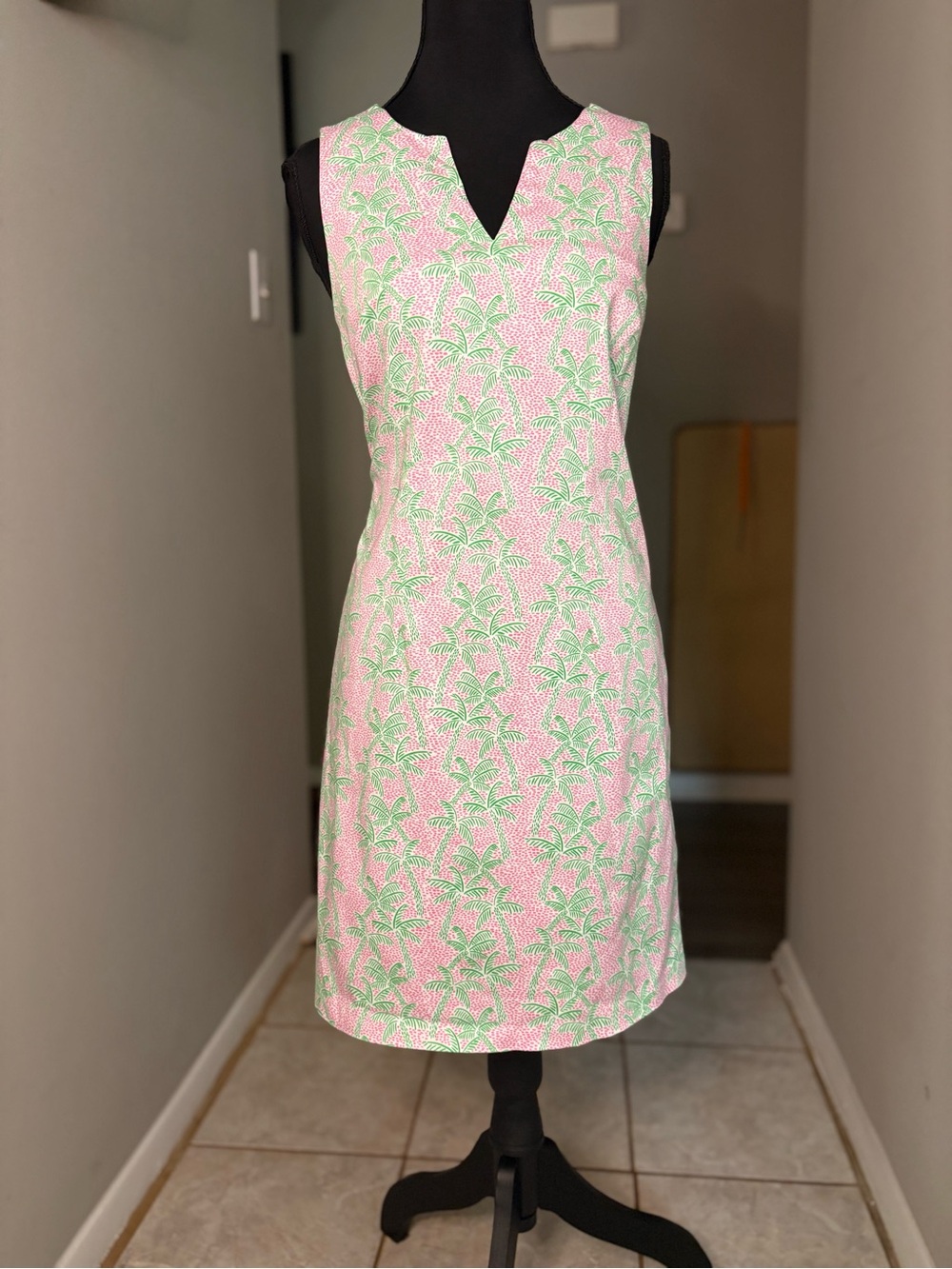C&C California Pink and Green Sleeveless Midi Dress